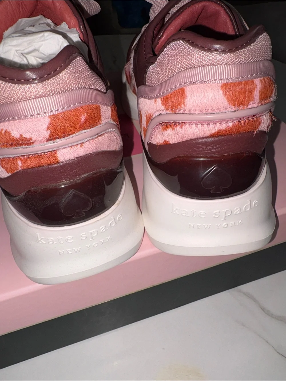 kate spade Pink, Burgundy & Orange Chunky Platform Sneakers
